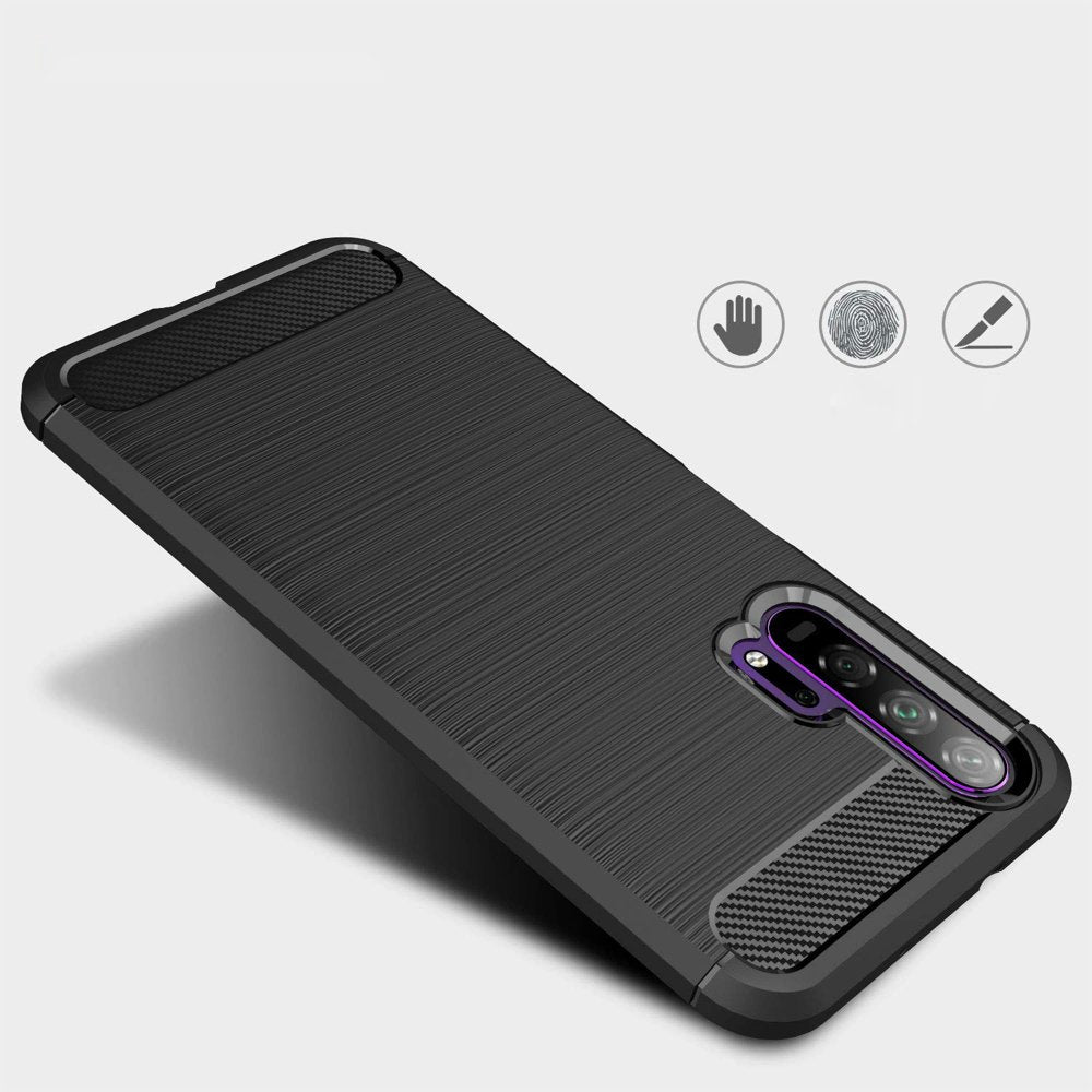 Capa carbono Capa flexível de TPU para Huawei Honor 20 - 20 Pro preta