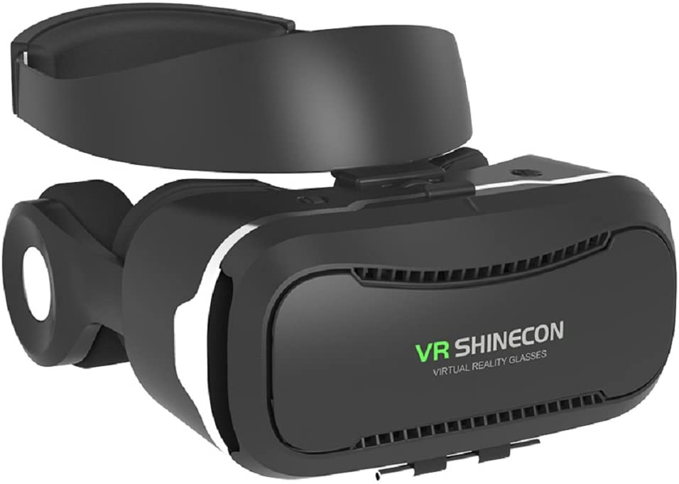 Shinecon Óculos de Realidade Virtual VR 3D com Auscultadores (Preto) + Comando