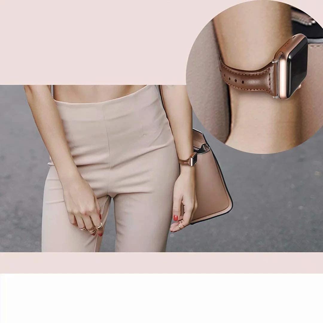 Pulseira Bracelete para Apple Watch Couro 38mm / 42mm Castanho