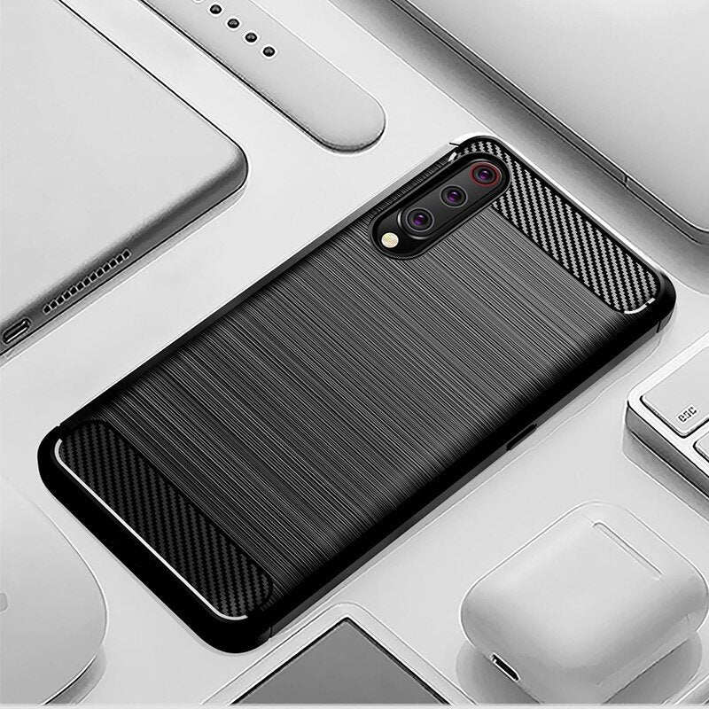 Capa carbono Capa flexível de TPU para Xiaomi Mi 9 Lite - Mi CC9 preto