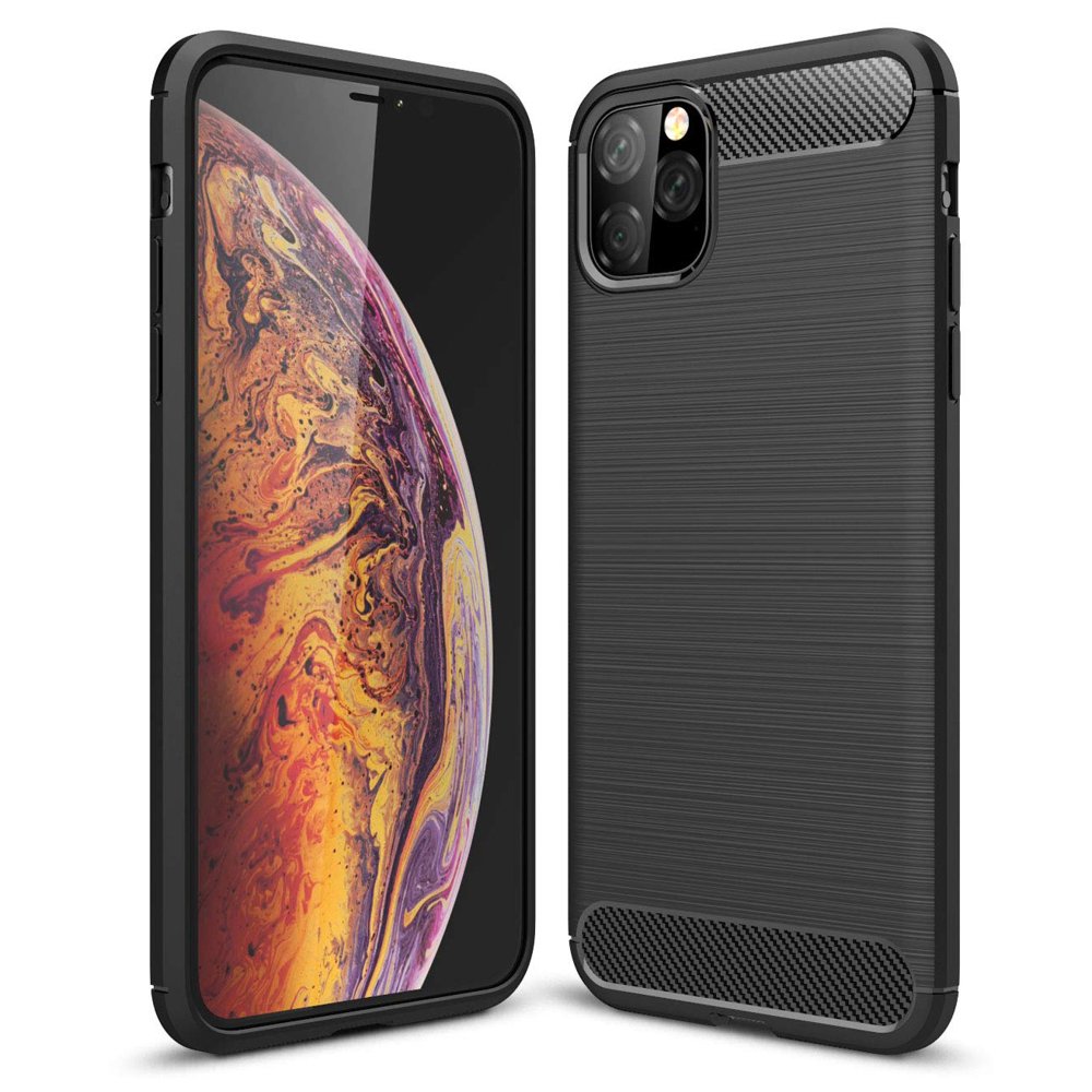 Capa carbono Capa flexível de TPU para iPhone 11 Pro Max preto