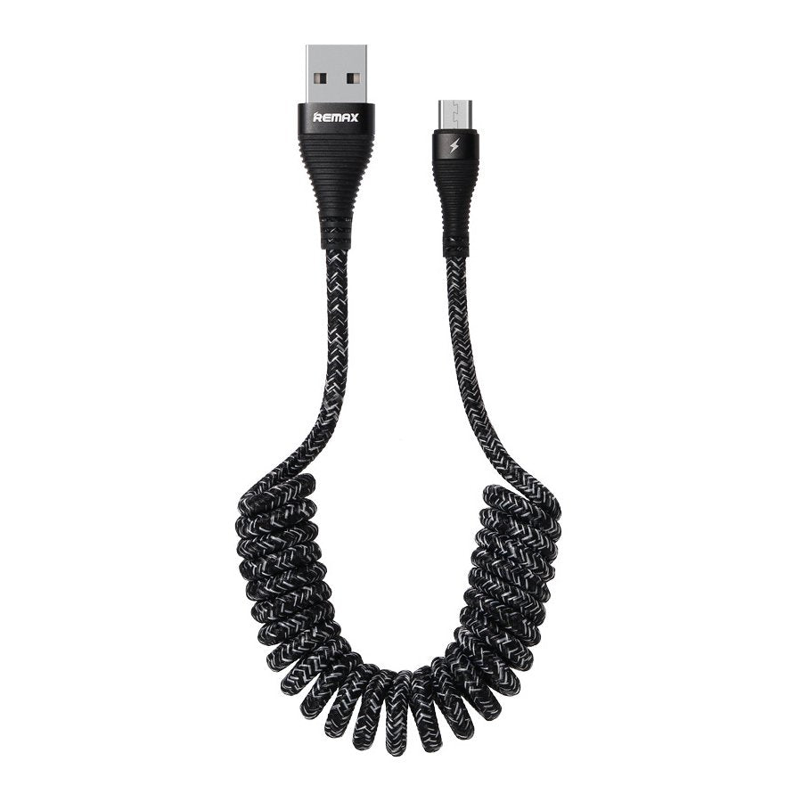REMAX Super Spring Data Cable com Nylon Wire USB - micro USB 120cm 2.1A preto (RC-139m preto)