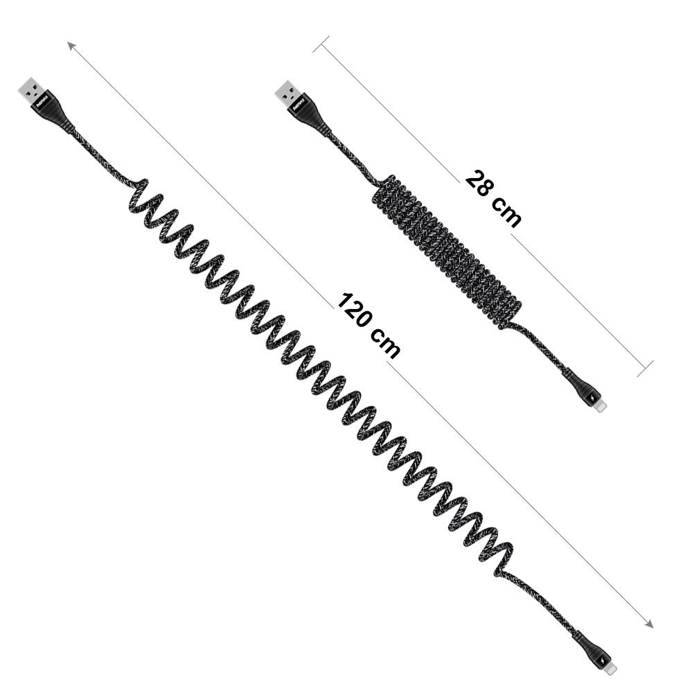 REMAX Super Spring Data Cable com Nylon Wire USB - micro USB 120cm 2.1A preto (RC-139m preto)