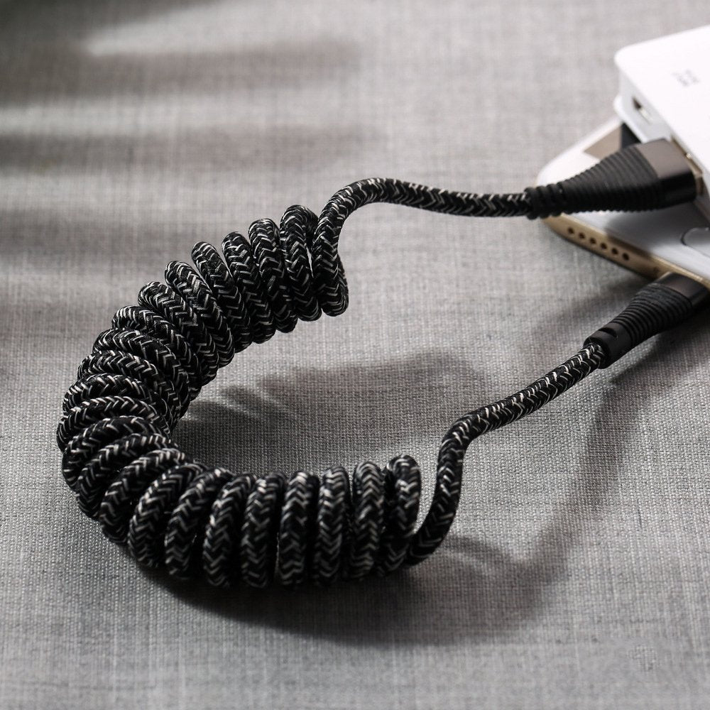 REMAX Super Spring Data Cable com Nylon Wire USB - micro USB 120cm 2.1A preto (RC-139m preto)