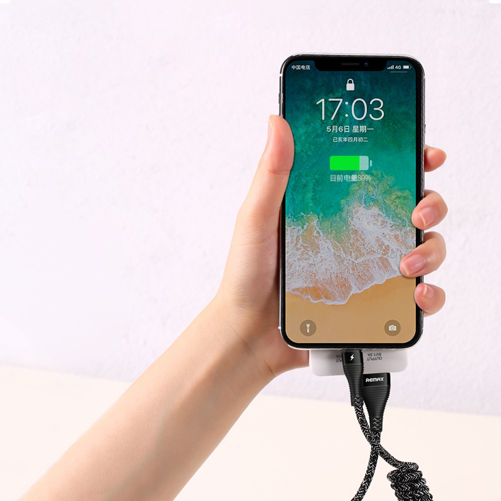 REMAX Super Spring Data Cable com Nylon Wire USB - micro USB 120cm 2.1A preto (RC-139m preto)