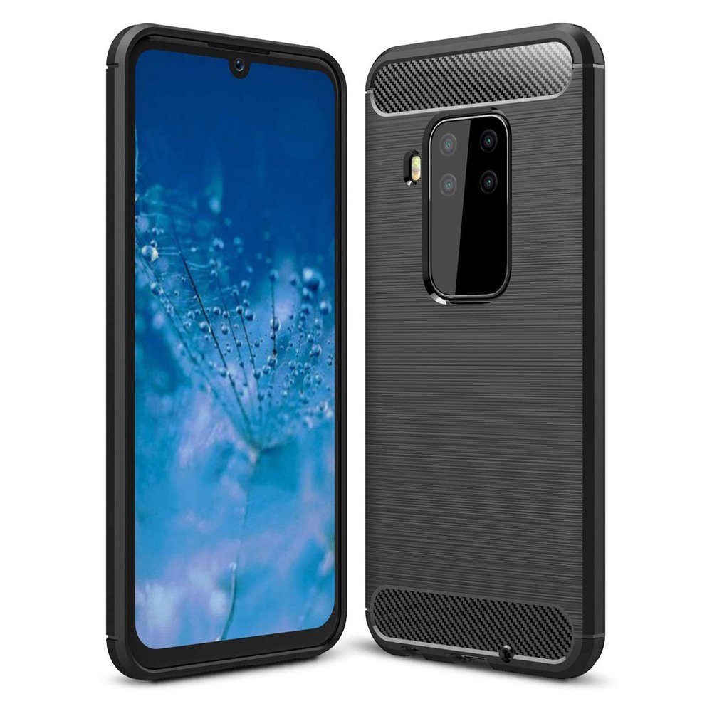Capa carbono Capa flexível de TPU para Motorola Moto One Pro - Zoom preto
