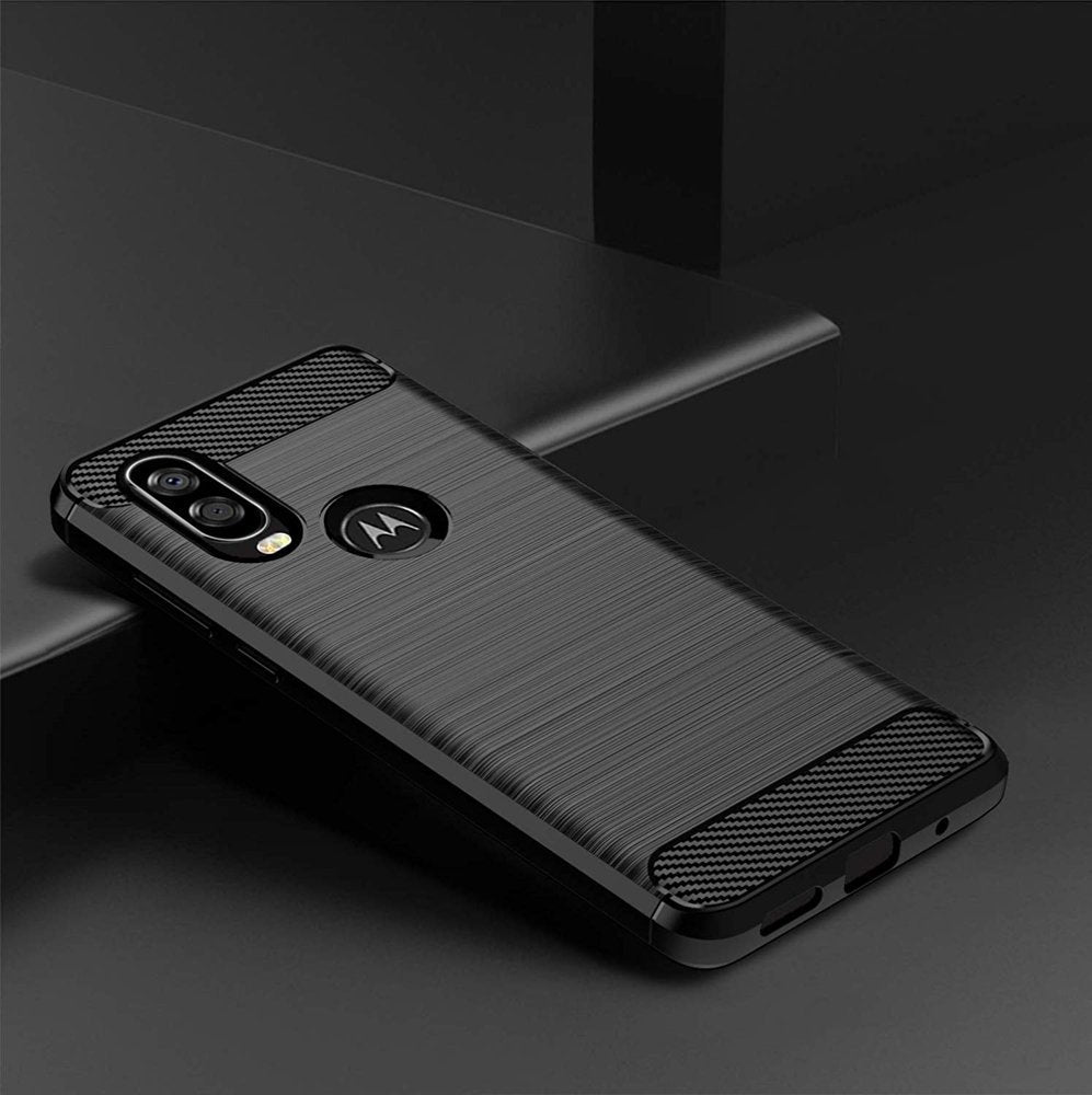 Capa carbono Capa flexível de TPU para Motorola One Action preta