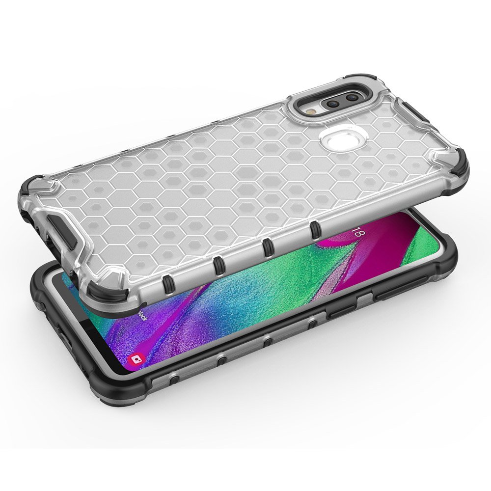 Capa de armadura de favo de mel com pára-choque de TPU para Samsung Galaxy A40 transparente