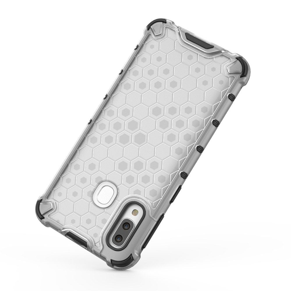 Capa de armadura de favo de mel com pára-choque de TPU para Samsung Galaxy A40 transparente