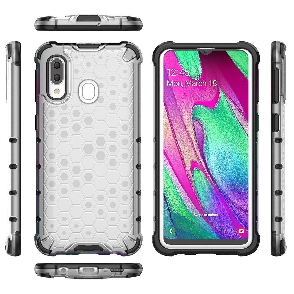 Capa de armadura de favo de mel com pára-choque de TPU para Samsung Galaxy A40 transparente
