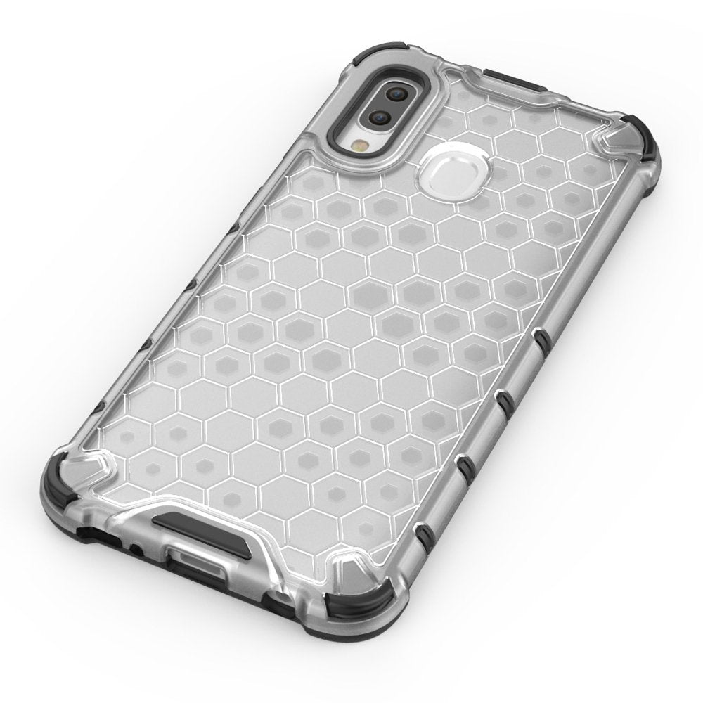 Capa de armadura de favo de mel com pára-choque de TPU para Samsung Galaxy A40 transparente