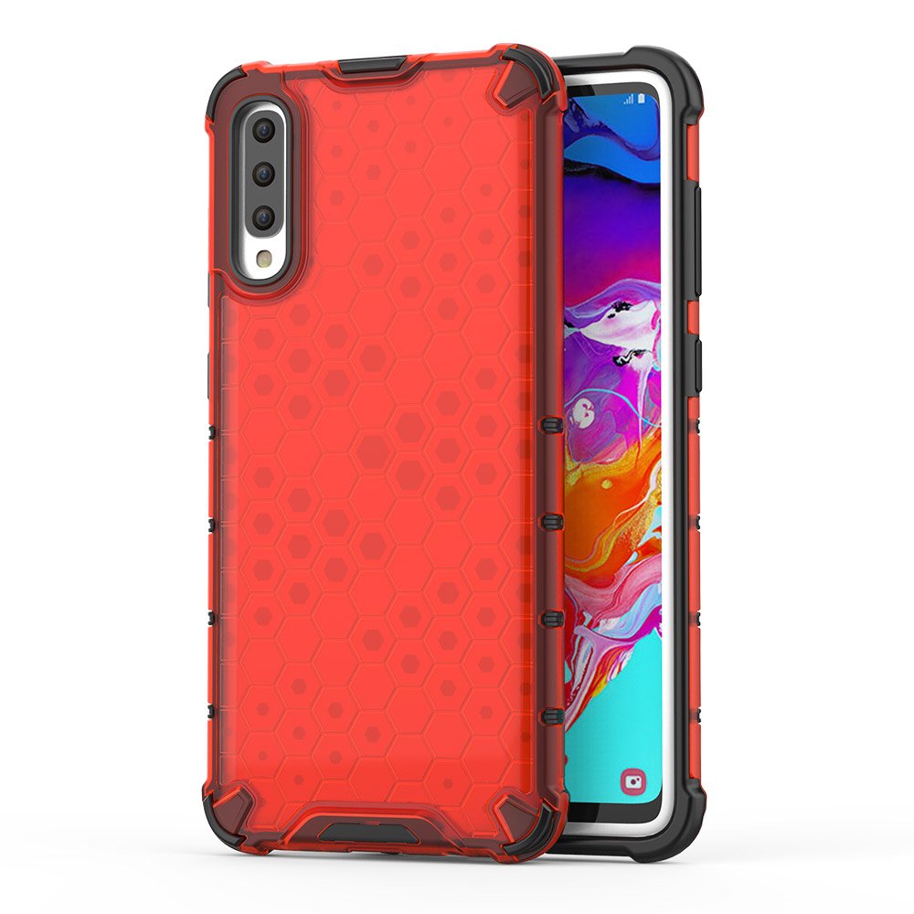 Capa de armadura de favo de mel com proteção de TPU para Samsung Galaxy A70 vermelho