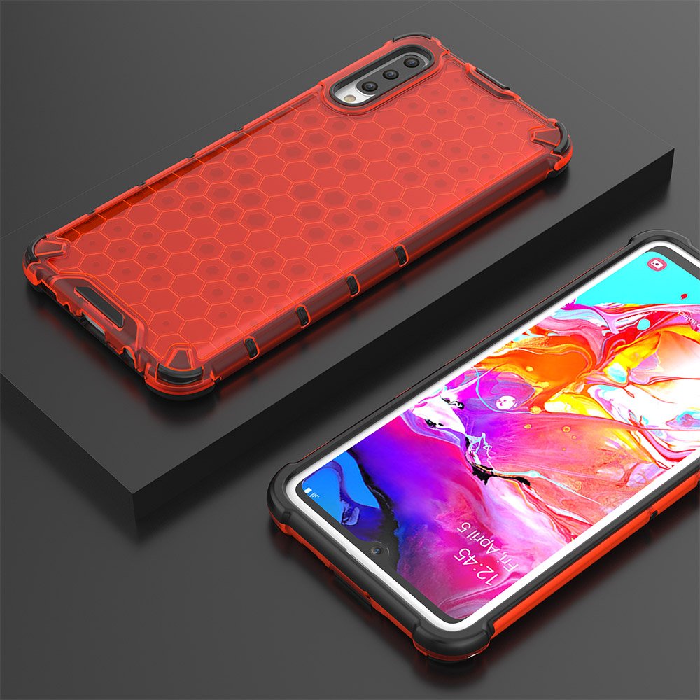 Capa de armadura de favo de mel com proteção de TPU para Samsung Galaxy A70 vermelho
