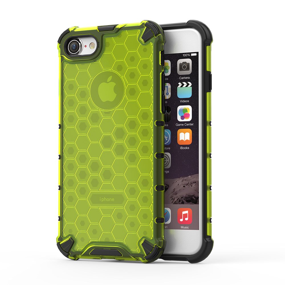 Capa de armadura de favo de mel com amortecedor de TPU para iPhone 8 - iPhone 7 verde