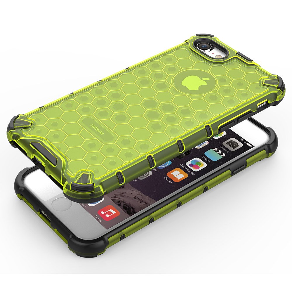 Capa de armadura de favo de mel com amortecedor de TPU para iPhone 8 - iPhone 7 verde