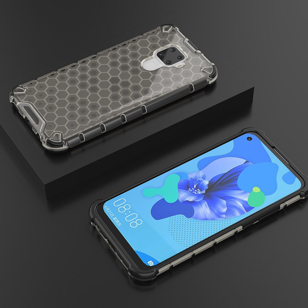 Capa de armadura de favo de mel com pára-choque de TPU para Huawei Mate 30 Lite - Huawei Nova 5i Pro preto