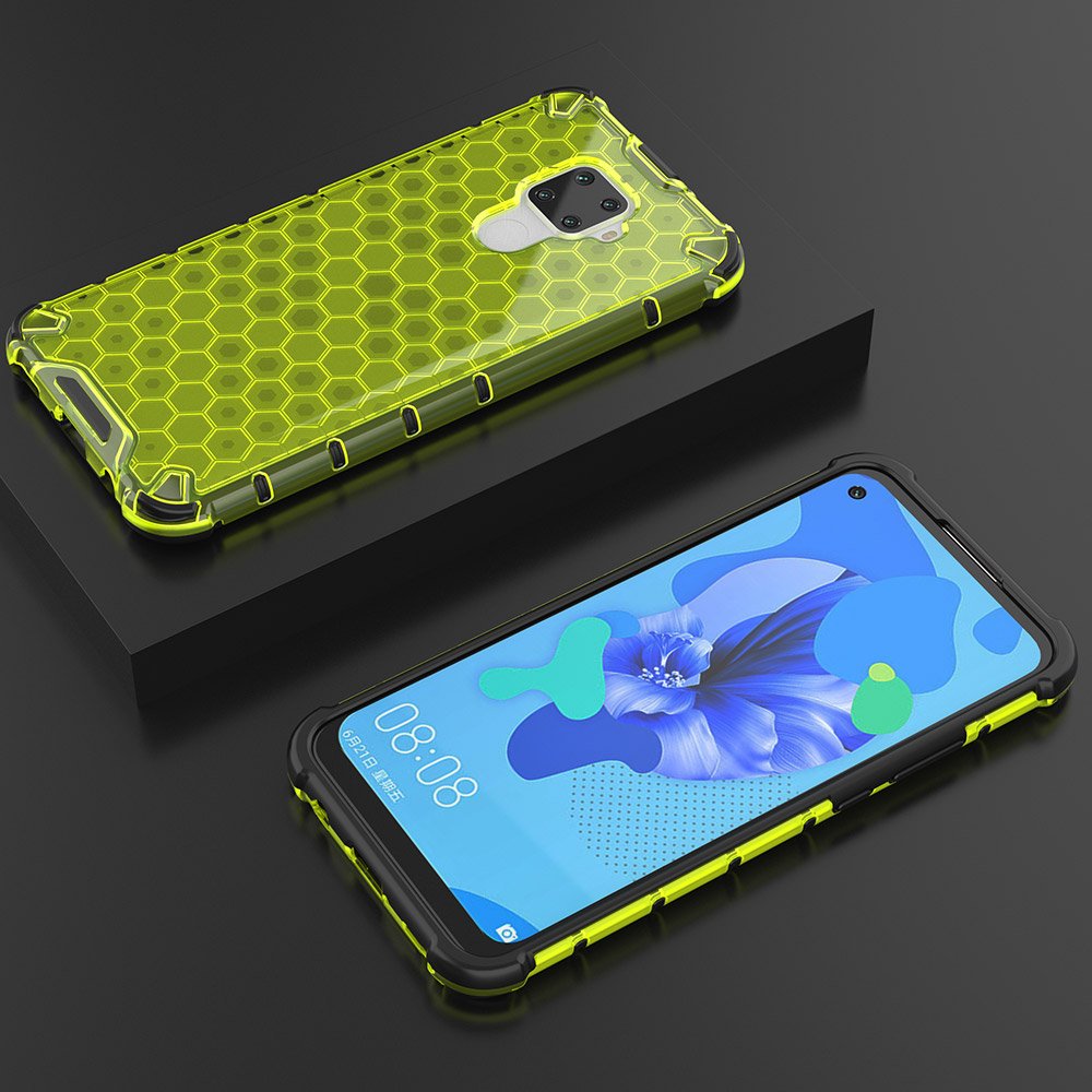 Capa de armadura de favo de mel com pára-choque de TPU para Huawei Mate 30 Lite - Huawei Nova 5i Pro verde