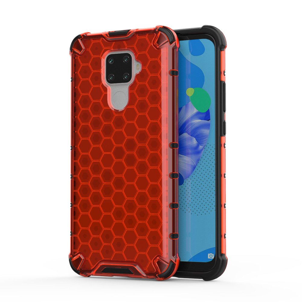 Capa de armadura de favo de mel com pára-choque de TPU para Huawei Mate 30 Lite - Huawei Nova 5i Pro vermelho