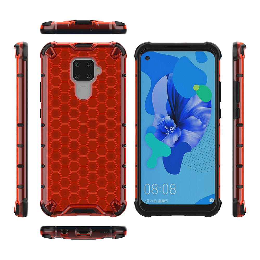 Capa de armadura de favo de mel com pára-choque de TPU para Huawei Mate 30 Lite - Huawei Nova 5i Pro vermelho