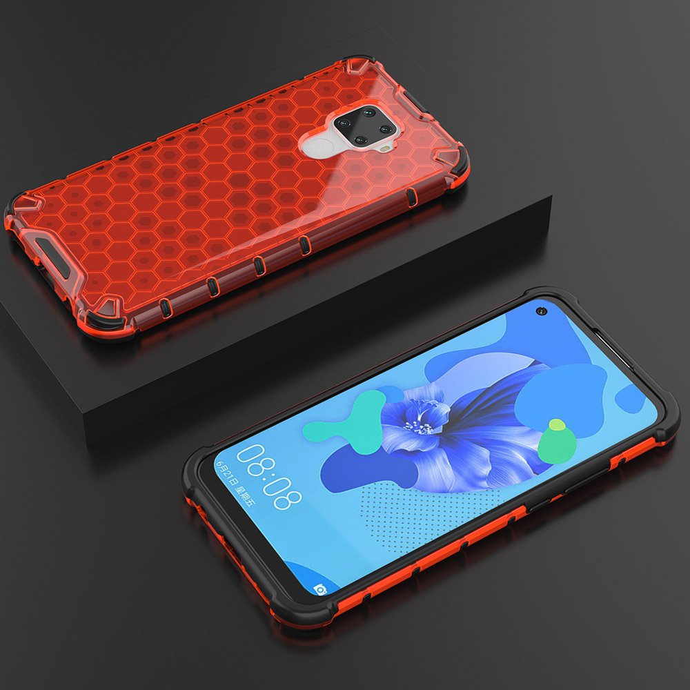 Capa de armadura de favo de mel com pára-choque de TPU para Huawei Mate 30 Lite - Huawei Nova 5i Pro vermelho
