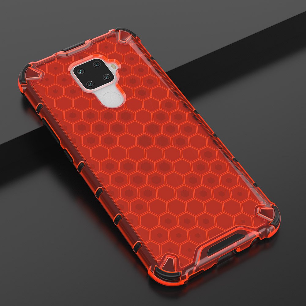 Capa de armadura de favo de mel com pára-choque de TPU para Huawei Mate 30 Lite - Huawei Nova 5i Pro vermelho