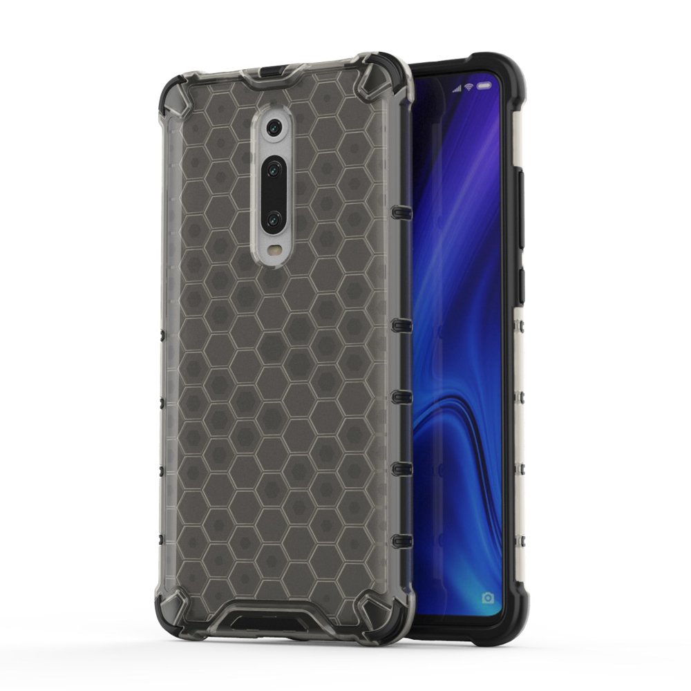 Capa de armadura em caixa de favo de mel com pára-choque de TPU para Xiaomi Mi 9T - Xiaomi Mi 9T Pro preto