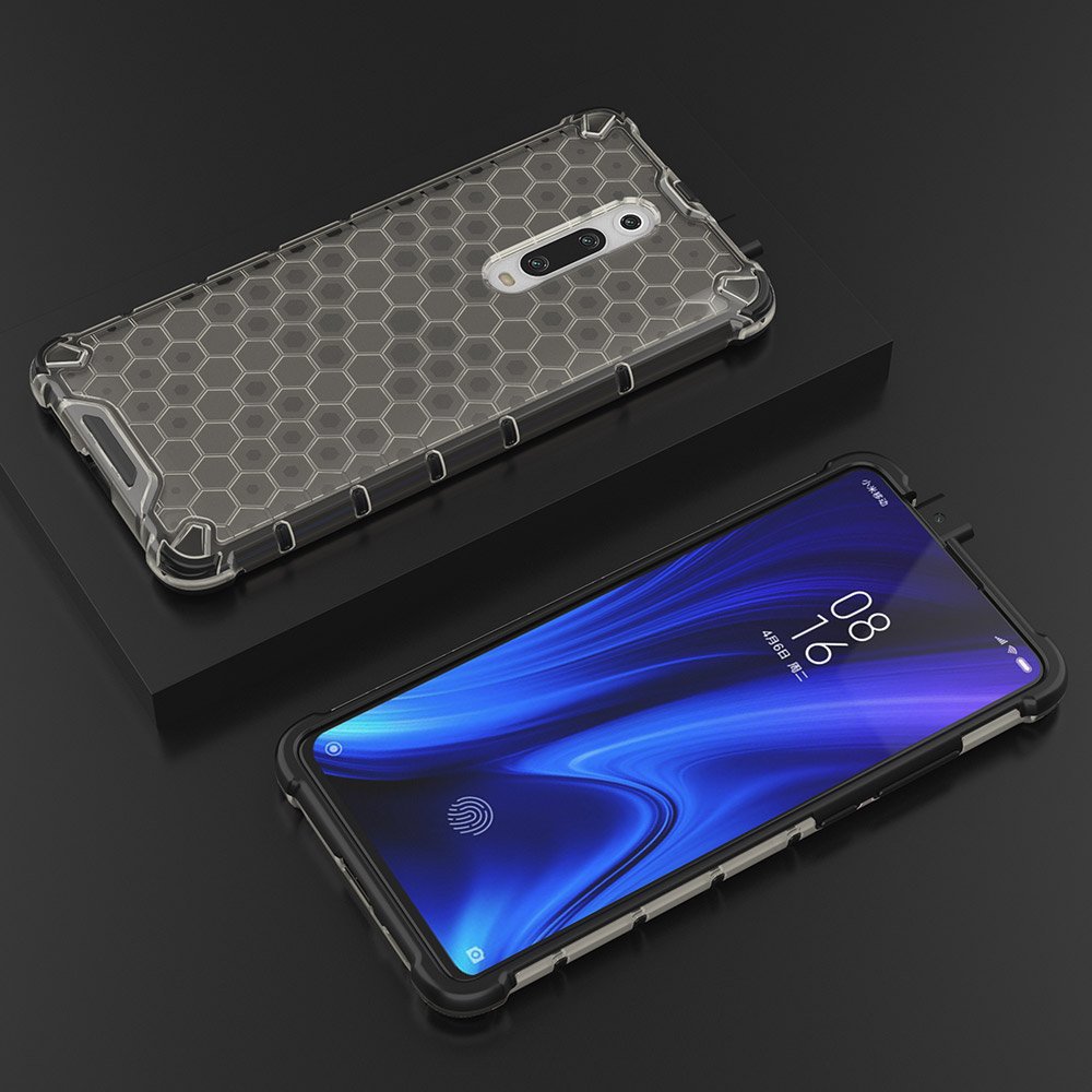 Capa de armadura em caixa de favo de mel com pára-choque de TPU para Xiaomi Mi 9T - Xiaomi Mi 9T Pro preto