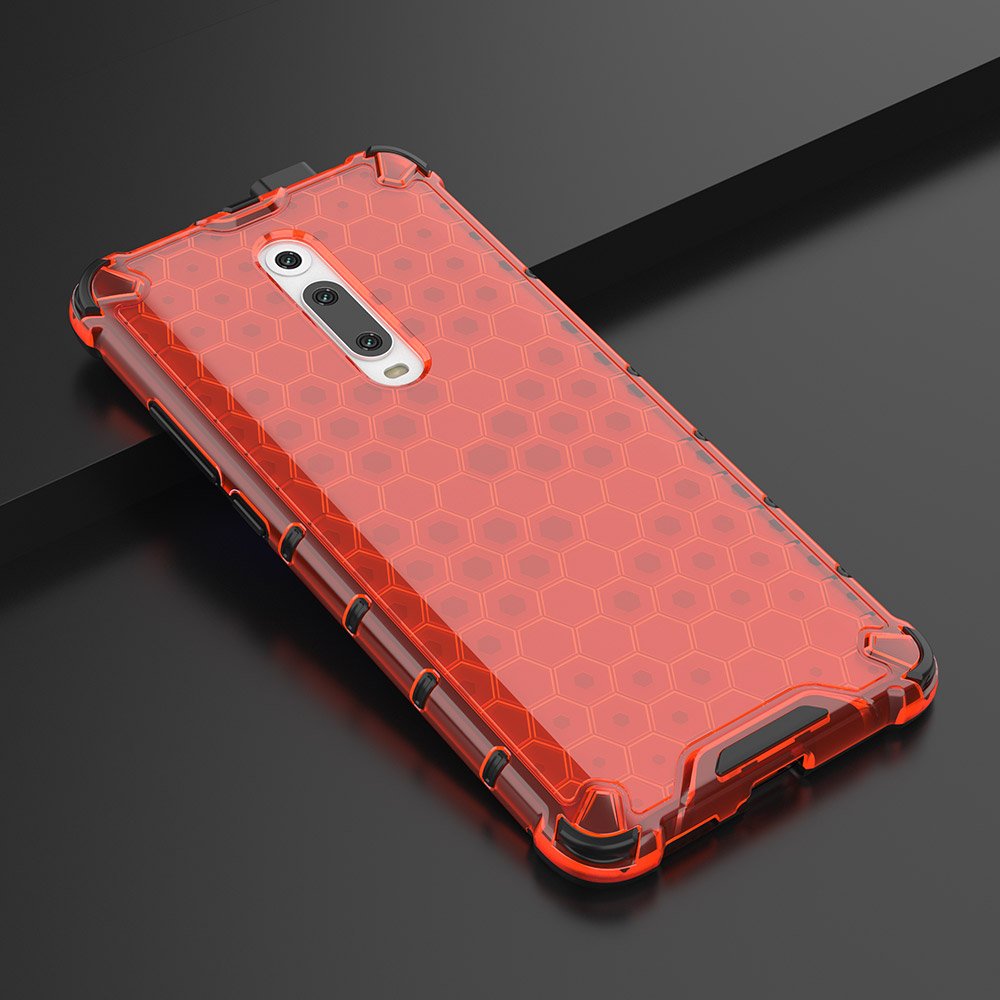 Capa de armadura de favo de mel com pára-choque de TPU para Xiaomi Mi 9T - Xiaomi Mi 9T Pro vermelho