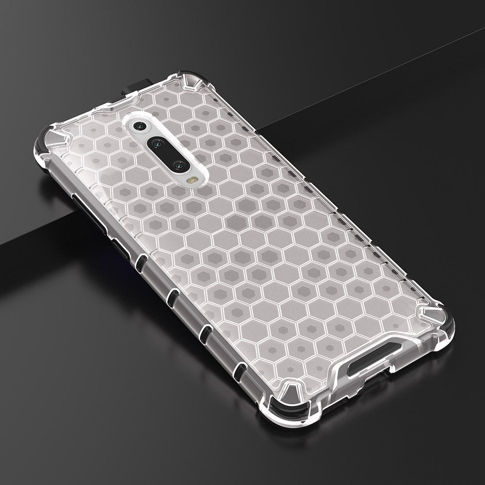 Capa de armadura em caixa de favo de mel com pára-choque de TPU para Xiaomi Mi 9T - Xiaomi Mi 9T Pro transparente