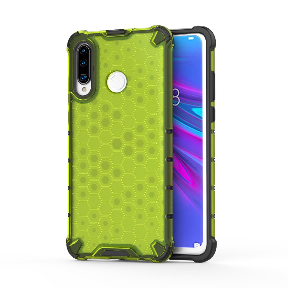 Capa de armadura de favo de mel com pára-choque de TPU para Huawei P30 Lite verde