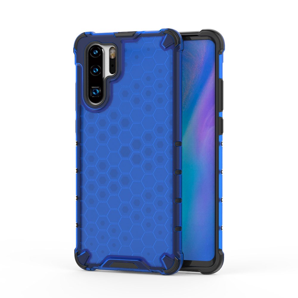Capa de armadura de favo de mel com pára-choque de TPU para Huawei P30 Pro azul