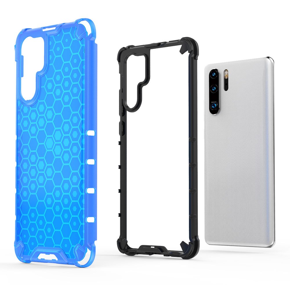 Capa de armadura de favo de mel com pára-choque de TPU para Huawei P30 Pro azul