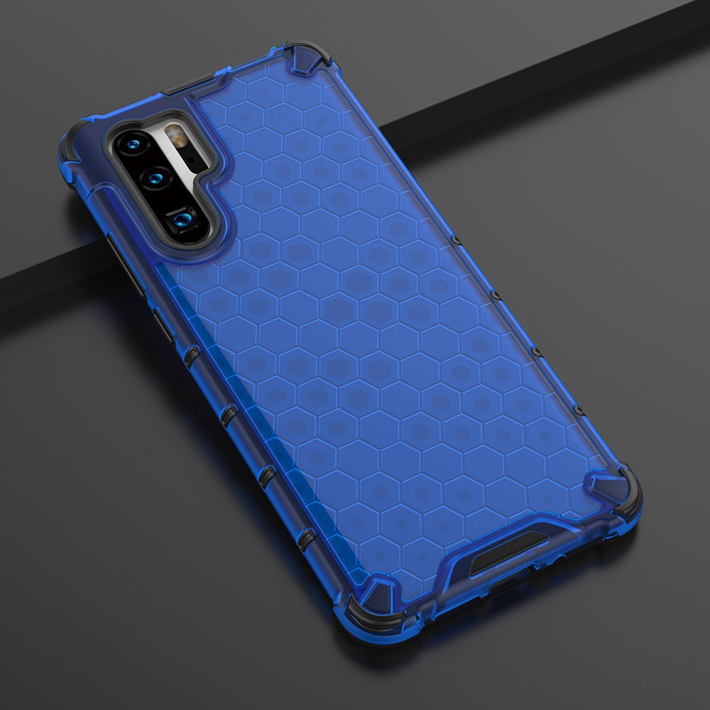 Capa de armadura de favo de mel com pára-choque de TPU para Huawei P30 Pro azul