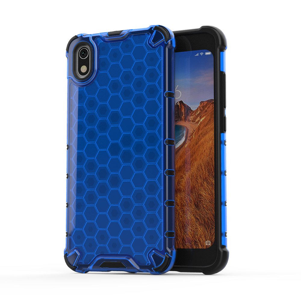 Capa de armadura em caixa de favo de mel com pára-choque de TPU para Xiaomi Redmi 7A azul
