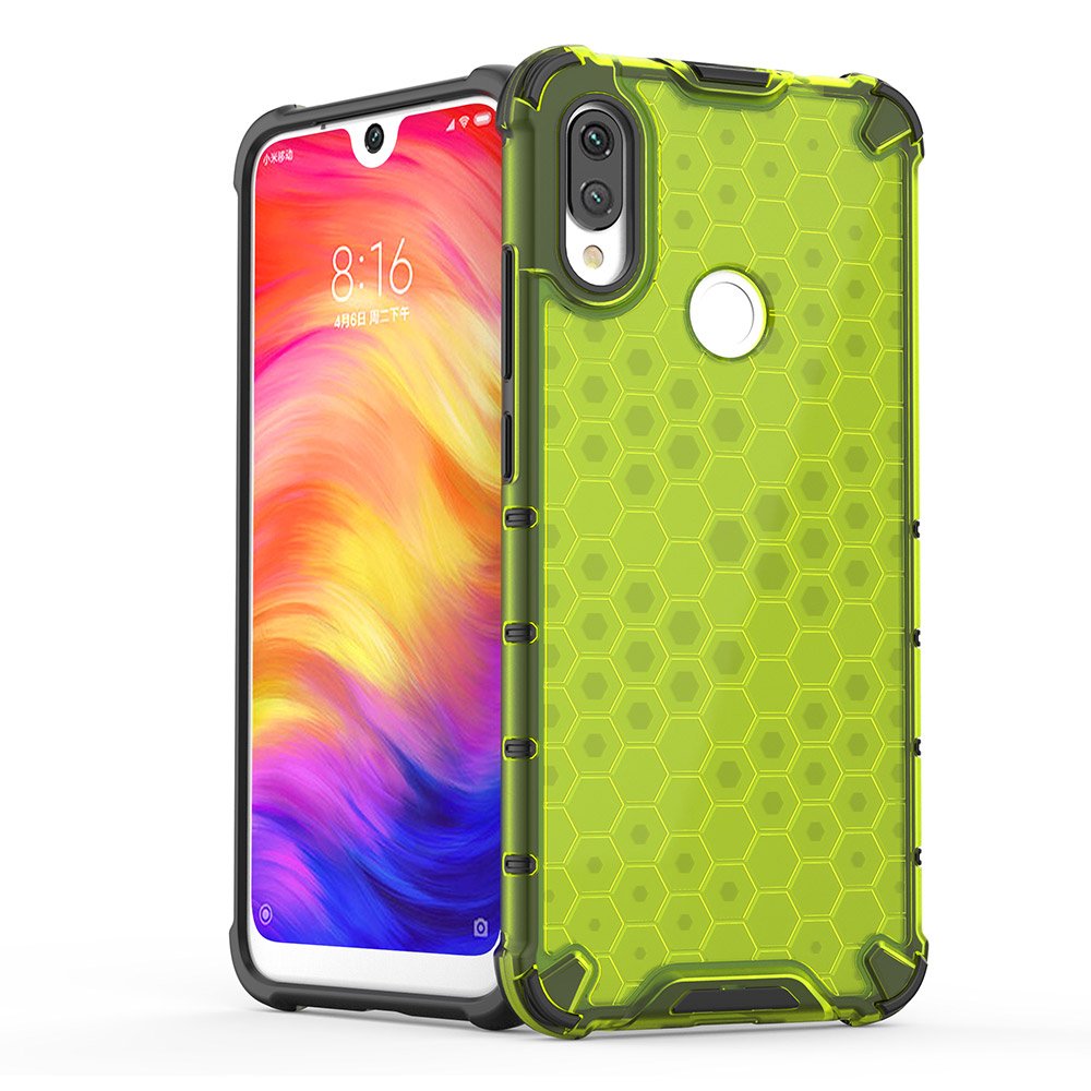Capa de armadura em caixa de favo de mel com amortecedor em TPU para Xiaomi Redmi Note 7 vermelho