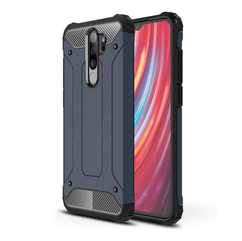Capa de armadura híbrida resistente e resistente para Xiaomi Redmi Note 8 Pro azul