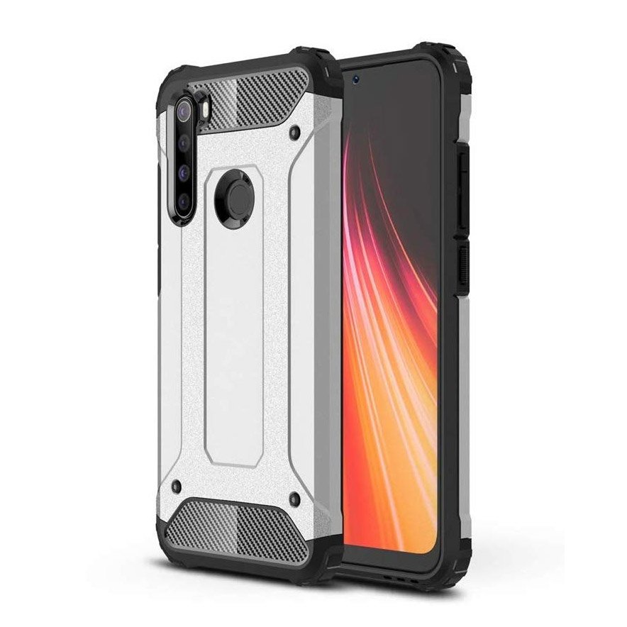 Capa de armadura híbrida capa resistente e resistente para Xiaomi Redmi Note 8 prata