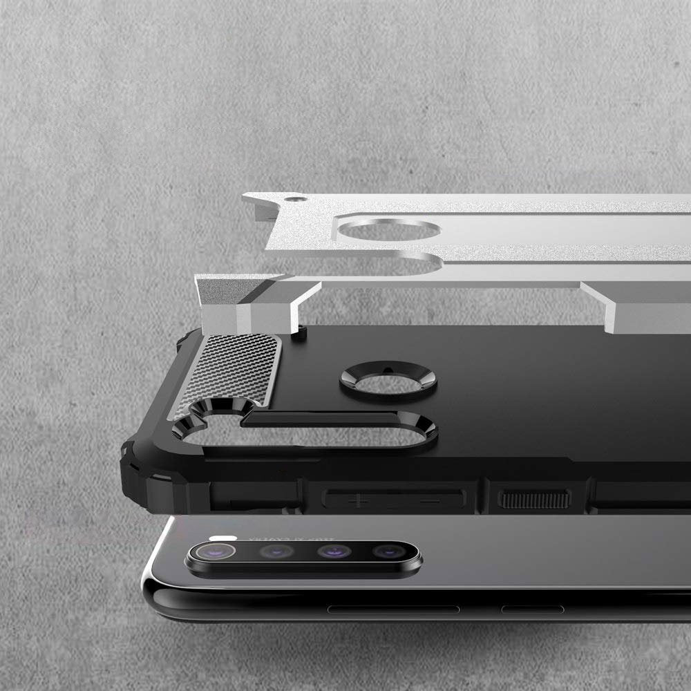 Capa de armadura híbrida capa resistente e resistente para Xiaomi Redmi Note 8 prata