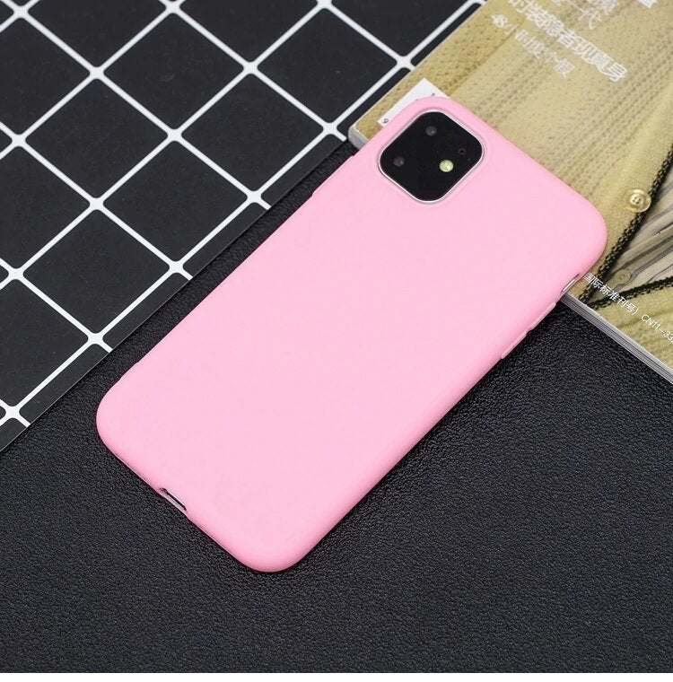Capa de silicone com capa de borracha flexível macia para iPhone 11 rosa