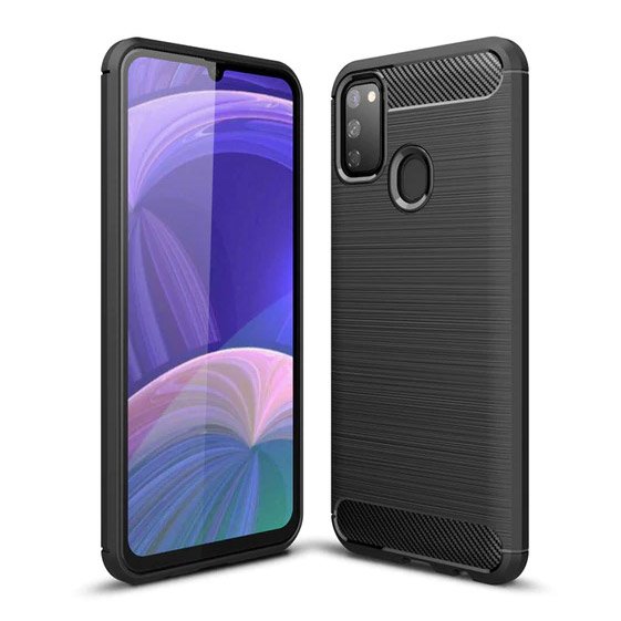 Capa carbono Capa flexível de TPU para Samsung Galaxy M30s - Galaxy M21 preta