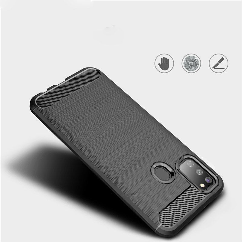 Capa carbono Capa flexível de TPU para Samsung Galaxy M30s - Galaxy M21 preta