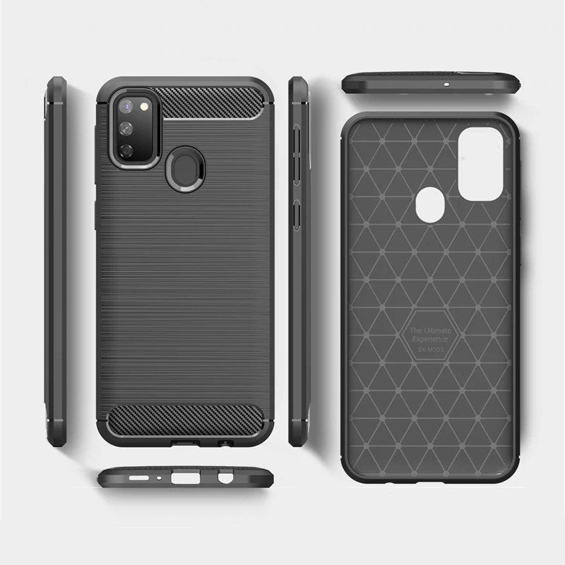 Capa carbono Capa flexível de TPU para Samsung Galaxy M30s - Galaxy M21 preta