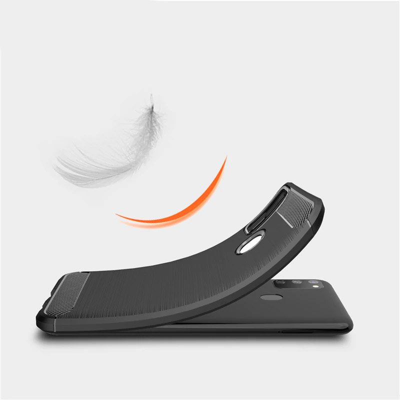 Capa carbono Capa flexível de TPU para Samsung Galaxy M30s - Galaxy M21 preta