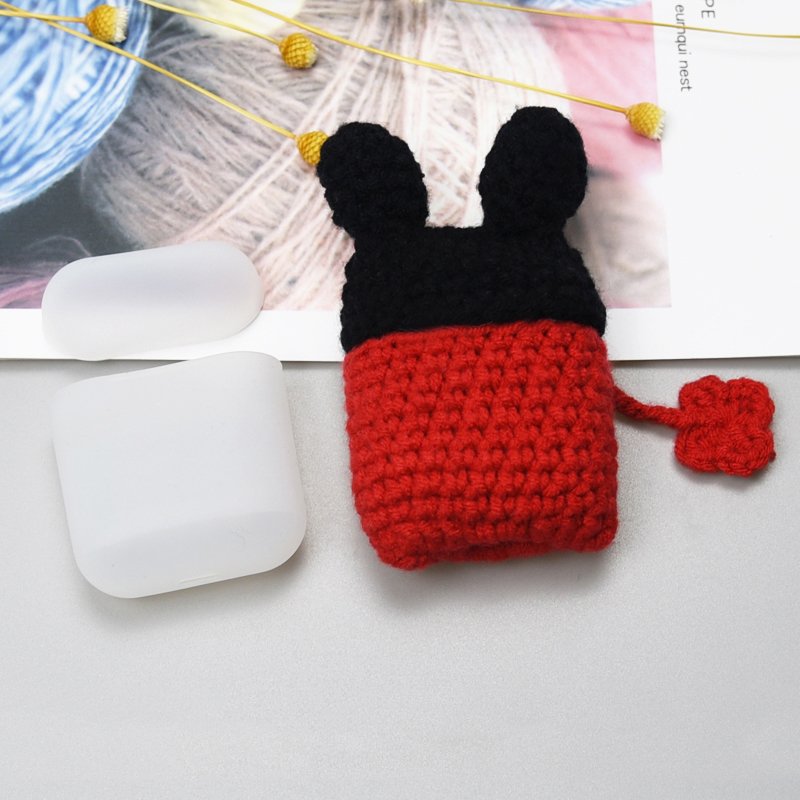 Caixa de silicone para Auriculares AirPods 2gen - 1gen com um mouse com capa de lã