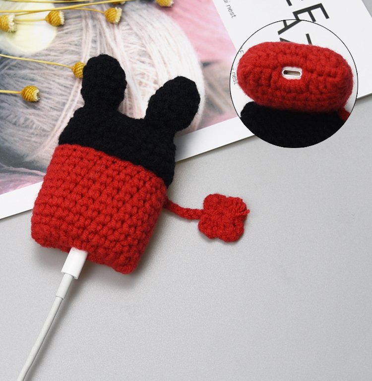 Caixa de silicone para Auriculares AirPods 2gen - 1gen com um mouse com capa de lã