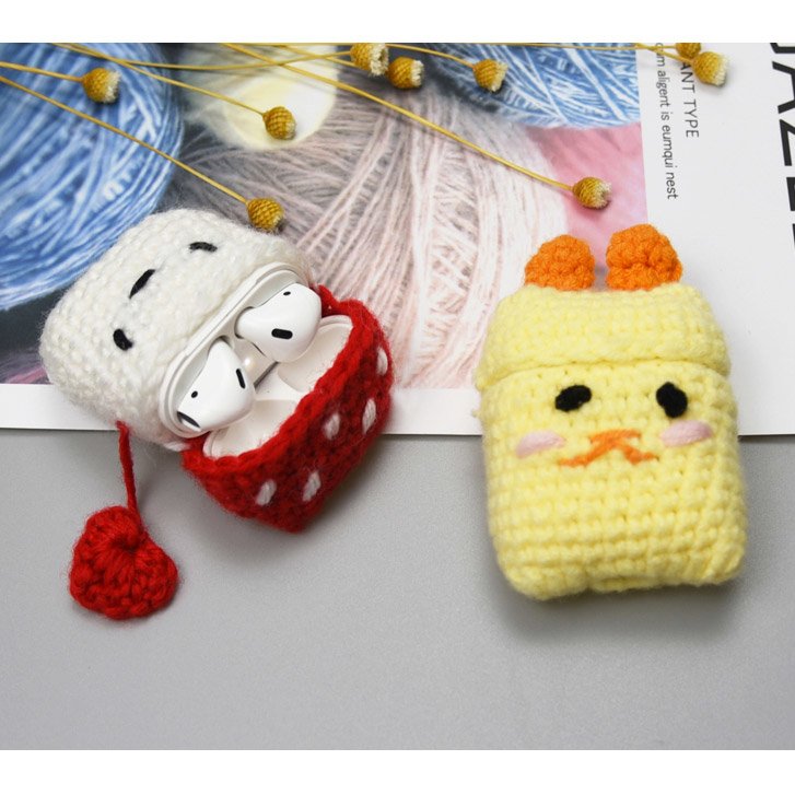 Caixa estojo de silicone para Auriculares AirPods 2gen - 1gen com gorro de lã para frango