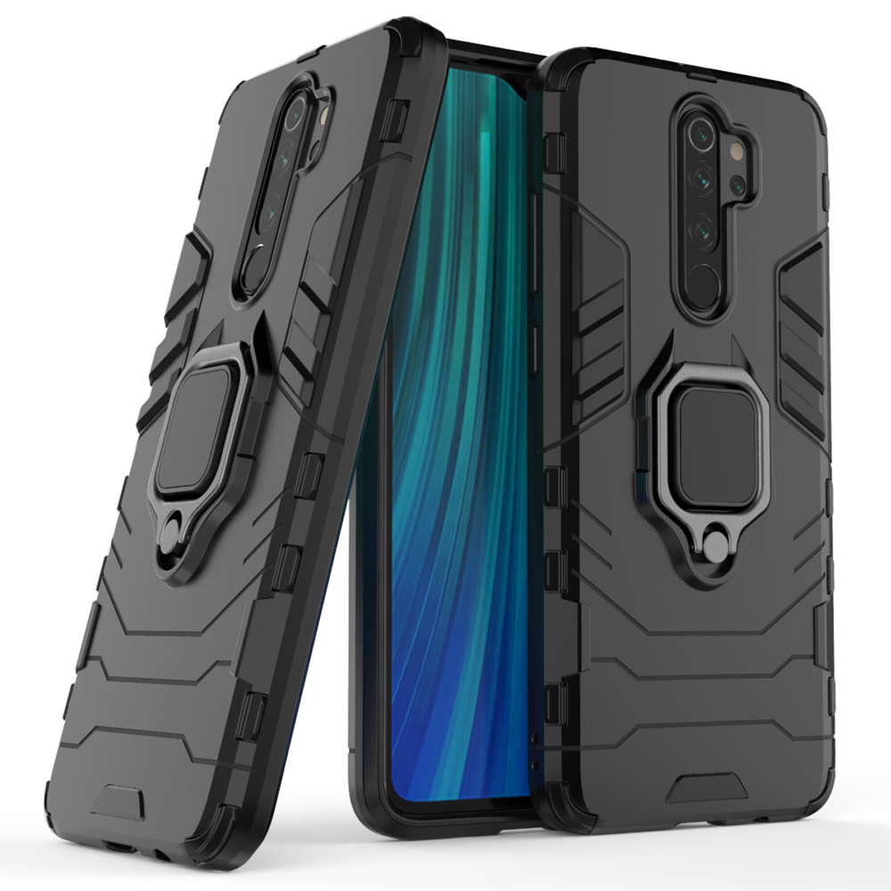 Capa de armadura de anel suporte magnético para carro capa resistente e resistente para Xiaomi Redmi Note 8 Pro preto