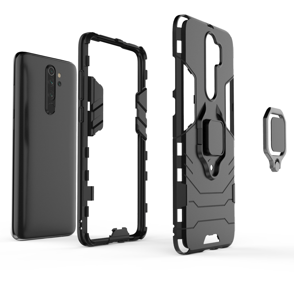 Capa de armadura de anel suporte magnético para carro capa resistente e resistente para Xiaomi Redmi Note 8 Pro preto