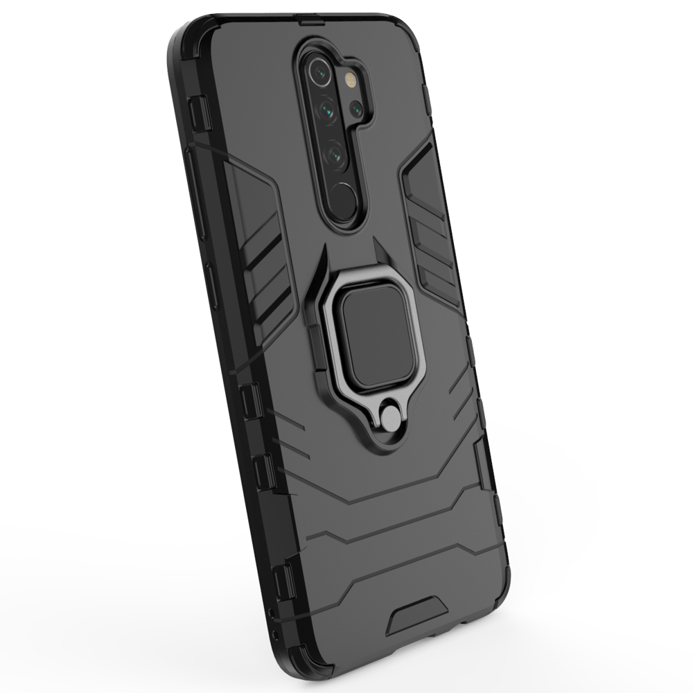 Capa de armadura de anel suporte magnético para carro capa resistente e resistente para Xiaomi Redmi Note 8 Pro preto