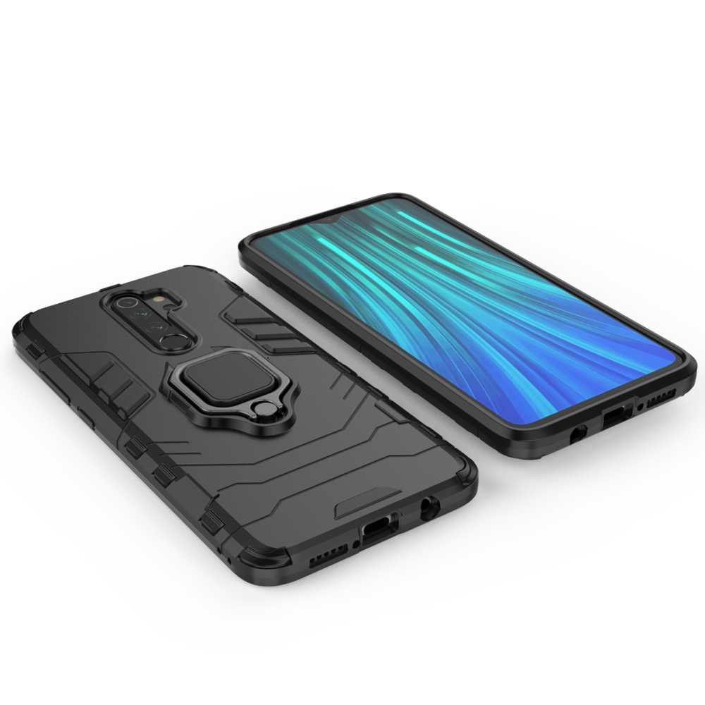 Capa de armadura de anel suporte magnético para carro capa resistente e resistente para Xiaomi Redmi Note 8 Pro preto